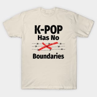 K-Pop has no boundaries with barbed wire and red X T-Shirt